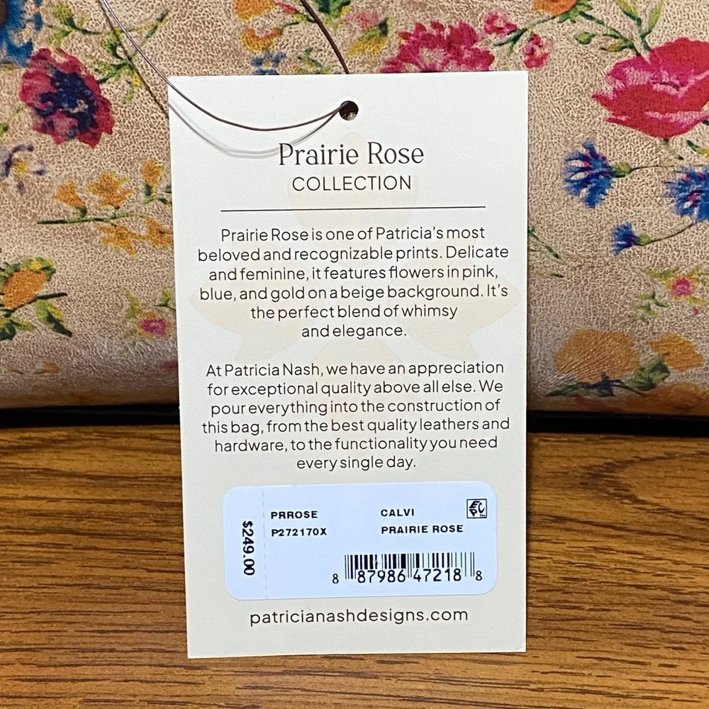 Patricia Nash Calvi Prairie Rose Floral Leather‎ Satchel Crossbody Bag P272170X